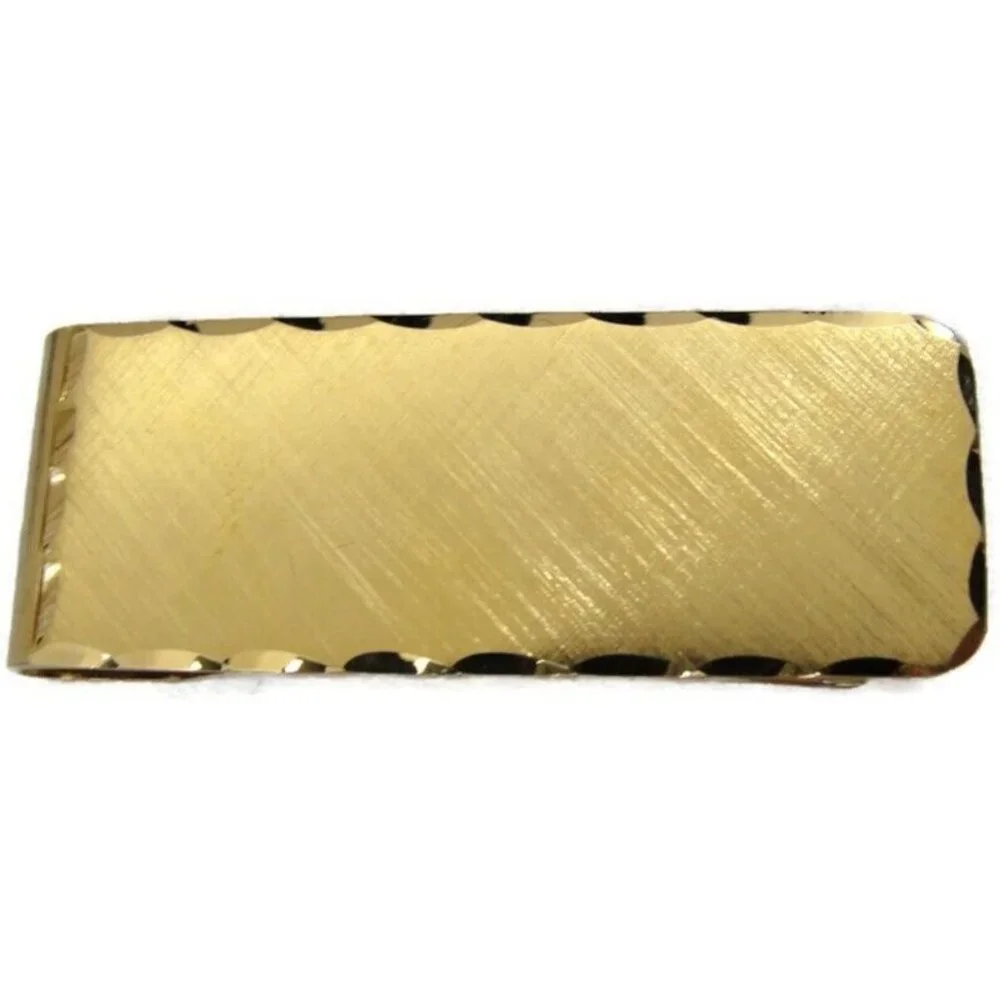 Vintage Hayward Money Clip Brushed Gold Tone Men Wallet ID Credit Card Holder